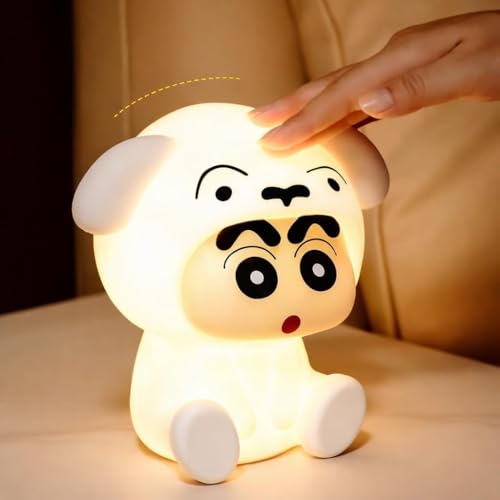 Image of The Happy Station Shin-chan Shiro Night Light, Hard Plastic, LED Lamp with Push Button, White, Small Size, Portable, Bedroom Lighting, Battery Powered