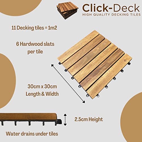 Houten tegels/terrasplanken om samen te stellen, van acacia-hardhout, voor tuin, balkon, dakterras, 30 x 30 x 2,5 cm, 6 stuks - Image 4