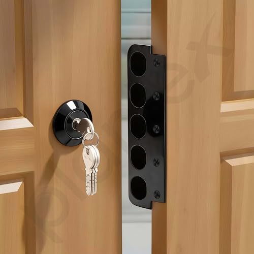 Image of Plantex Stainless Steel Door Cylinder Lock /Main Door Deadbolt Lock Five Bullets /Door Lock Set with 4 Pin Cylindrical Keys - Pack of 1 (Penta, Black)