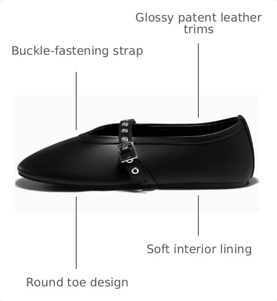 Image of Coutgo Womens Mesh Ballet Flats Mary Jane Fishnet Ballerina Buckle Strap Comfortable Causal Dress Shoes
