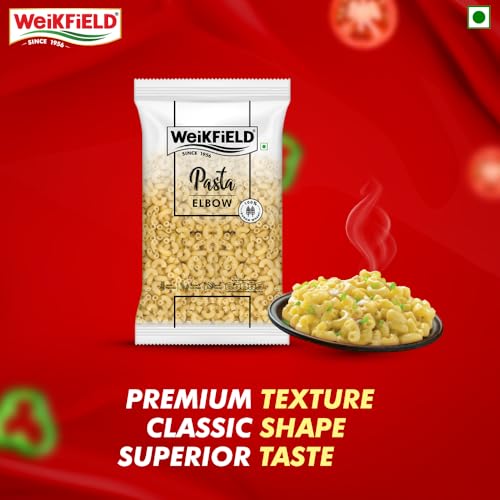 Image of Weikfield Elbow Pasta 1Kg | Healthy Pasta Made With 100% Durum Wheat Semolina | No Maida | Rich in Protein & Fibre | Non Sticky | 100% Vegetarian | 1Kg Pouch