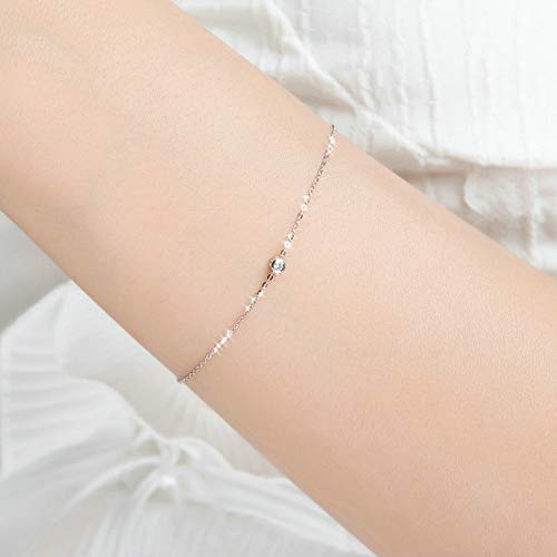 Daesar 18K White Gold Bracelet For Women, Women Bracelet Gold Elegant Silver Diamond Bracelet Ladies White Gold Bracelet Charm #TOP2