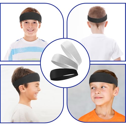 Image of 3 Pcs Kids Sports Headbands Boys Girls Athletic Elastic Sweatbands Children Soft Moisture Wicking Hairband Absorbing Sweat Band for Football Basketball Running Tennis