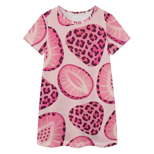 Vestido de verano para niña de 2 a 8 años con estampado de fresas y manga corta suave