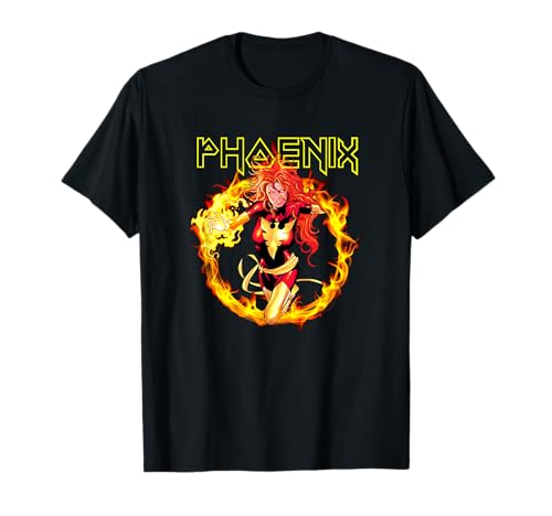 Marvel X-Men Dark Phoenix Fiery Jean Grey Retro Logo T-Shirt