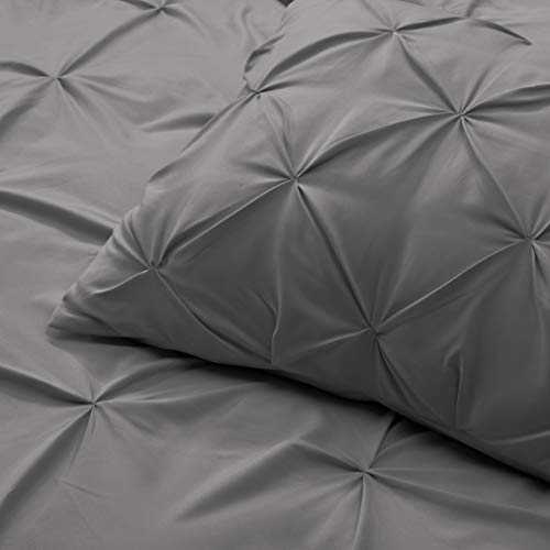 Image of Nestl Queen Comforter Set Pinch Pleat Comforter, Bedding Comforter Sets, Comforter Set for Queen Bed, Pintuck Comforter Set Full Size, Down Comforter with 2 Pillow Shams, 3-Piece - Gray