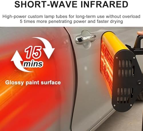Handheld Infrared Paint Curing Lamp with Adjustable Bracket, Short Wave Heater for Car Body Repair, 110V, Quick Drying & Efficient Painting Tool