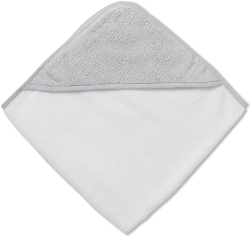 MORI Baby Hooded Bath Towel in White and Grey for Infants - Unisex Soft Sheet - Cloth for Boys and Girls - 30 x 30”