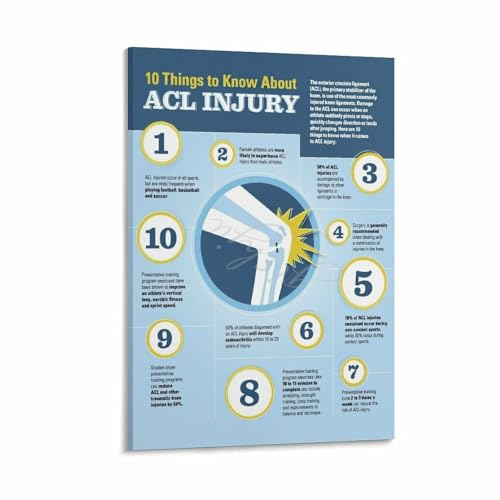 ACL Injury Guide Poster Prevention, Signs, Surgery & Recovery Timeline