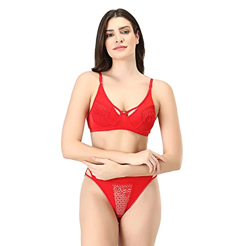 Alzuri Extra Soft Women Bra & Penty Bridal Innerwear Set, Girls Lingerie Set with Net Detailing with Fashion & Style
