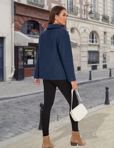 MAGCOMSEN Womens Sherpa Fleece Jackets Fuzzy Warm Winter Jackets Button Down Coat Long Sleeve Outwear with Pockets4