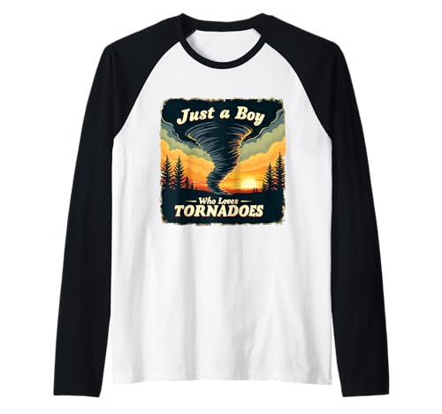 Hombre Solo un niño que ama Tornados Meteorology Storm Chaser Camiseta Manga Raglan