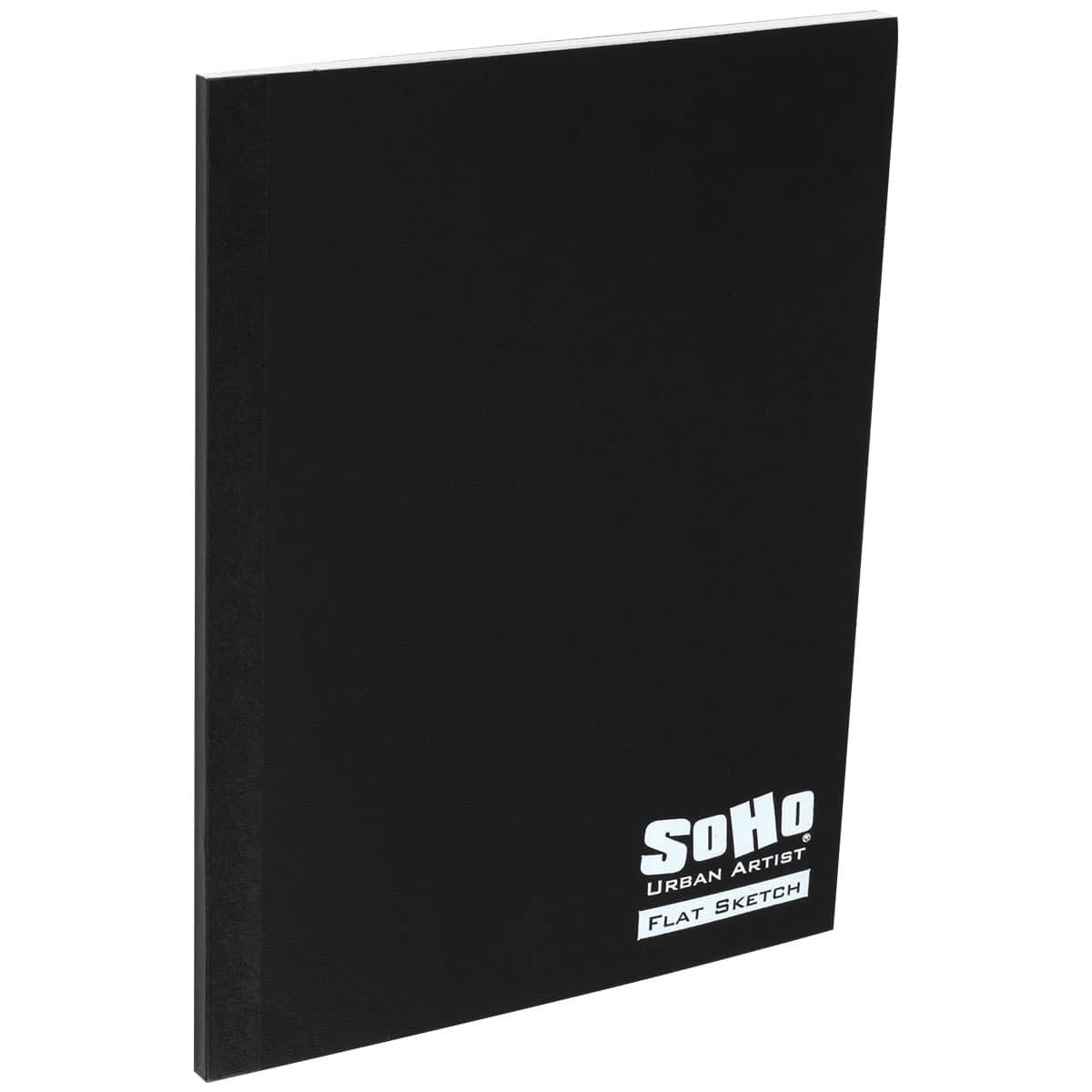 Soho Urban Artist Tape Bound Lay Flat Sketch Book, Black Cover, 6x8 30 Sheets, Smooth Mixed Media Sketchbook, 71lb. (106 gsm) Paper Travel Art Journal, Customizable Soft Cover