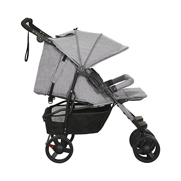 Geschwisterwagen, Mogou Zwillingskinderwagen, Geschwisterbuggy, Doppelkinderwagen, Double Stroller, Hellgrau Stahl