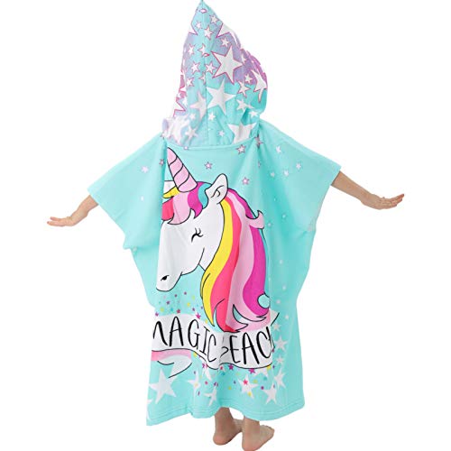 Image of NovForth Unicorn Bath Towel for Toddler Boys, Pool Hooded Towel for Kids, Hooded Bath Beach Towel Poncho for Bath /Pool /Beach Swim Cover
