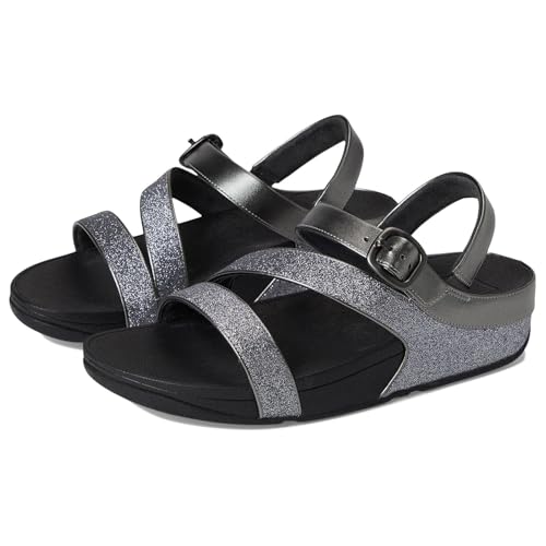 Image of FitFlop Women's Skinny II Glitterdust Pewter Z-Strap Sandals | Casual Sandals