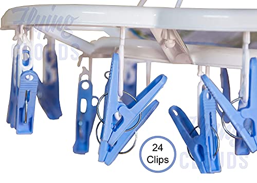 Image of Plastic Round Cloth Drying Stand Hanger with 24 Clips /pegs, Baby Clothes Hanger Stand, (Set of 1) Mutlicolor
