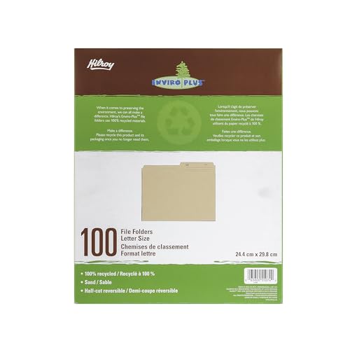 Hilroy Enviro-Plus Recycled File Folders, Letter Size, 100 Per Box, Sand Colour (55074) image 5