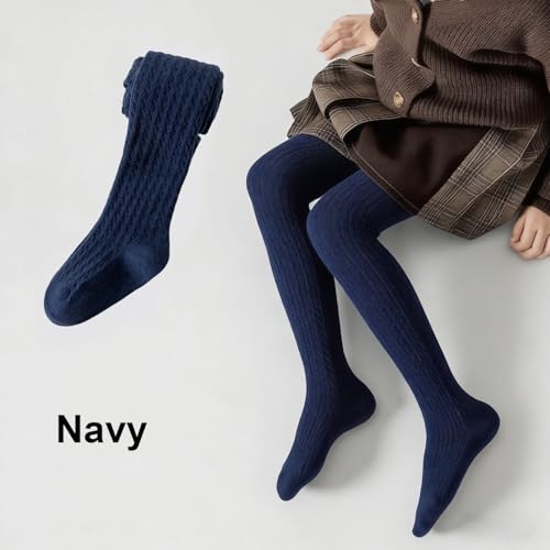 Image of EPEIUS Baby Girl Tights Thick Cable Knit Leggings Seamless Cotton Toddler Girls Stockings School Tights for 2T-12 Years