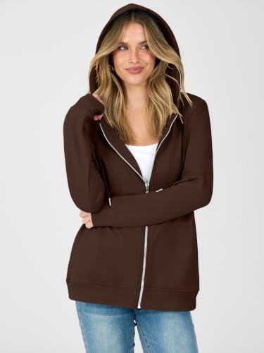 Image of ANRABESS Women's Zip Up Hoodie Long Sleeve Hooded Sweatshirts Fall