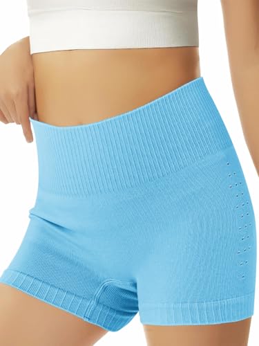 Haloumoning Girls High Waist Side Pinhole Athletic Shorts Kids Gymnastic Stretchy Yoga Volleyball Shorts 7-14 Years