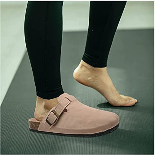 Eeuk Boston Suede Clogs For Women Men, Clogs Cork Suede Slippers Mules House Slipers With Arch Support And Adjustable Buckle Slip-On Potato Shoes Footbed Cork Clogs (Size:us 7,Color:khaki) #TOP6