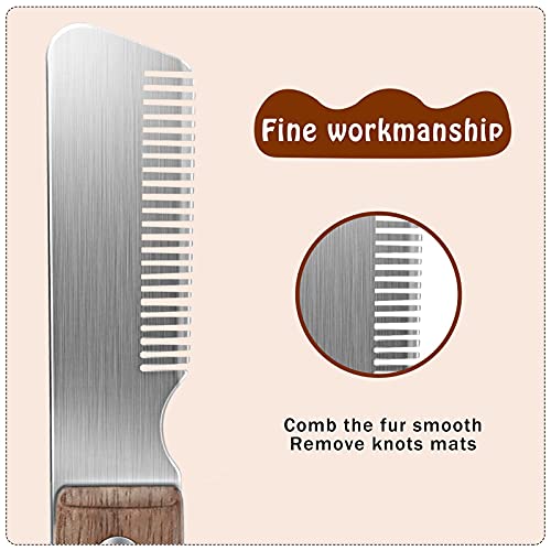 TOTOKA Pet Hair Removal Shedding Comb for Dogs,Solid Wood Pet Comb Grooming Tool for Dog & Cat Long Hair Cat Hair… - Image 3