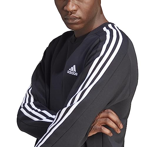 adidas Men's Essentials Fleece 3-Stripes Sweatshirt, Black, X-Large4