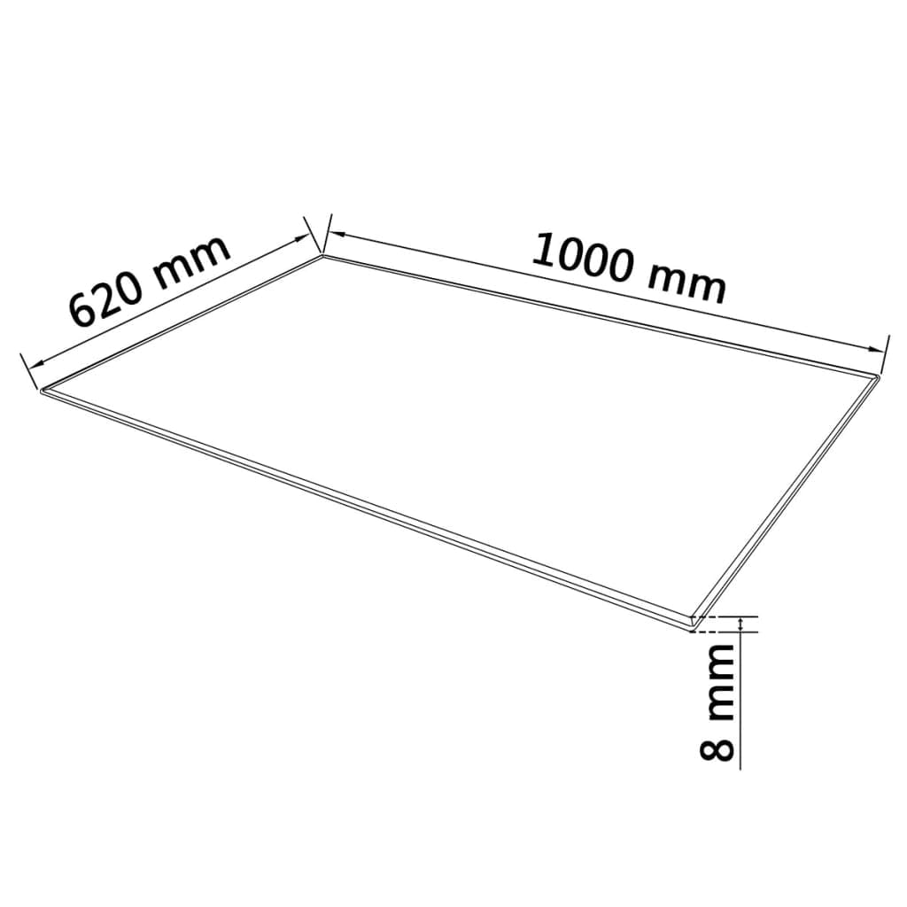 Tablero de vidrio templado rectangular 1000 x 620 mm, 8 mm de grosor, superficie transparente, reemplazo para placas de madera y sólidas, ideal para oficina, cocina, hogar y uso al aire libre
