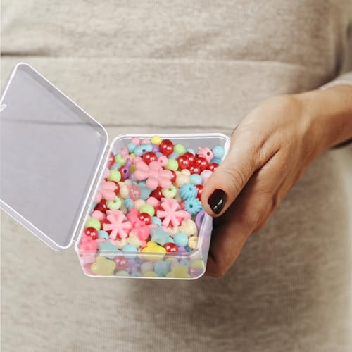 Image of Small Clear Plastic Storage Boxes, 30 Pack Mini Organizer Boxes for Jewelry Beads, Craft Supplies, Tools, Square Containers, 4.1 x 3 x 1 Inches