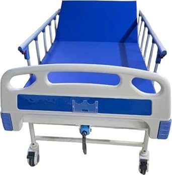 APOYO Steel Semi Fowler Bed With Mattress Medical Patient Bed Frame With Wheels, For Hospital, Nursing Home, Assisted Living Facility, Blue (LxWxH : 180?90?55)