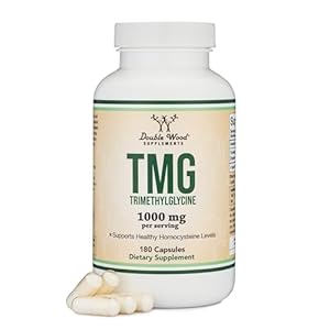 Double Wood Supplements TMG Trimethylglycine Supplement 1,000mg Per Serving, 180 Capsules (TMG Supplements for Homocysteine Control) Genuine TMG with Fishy Smell, Gluten Free, Non-GMO