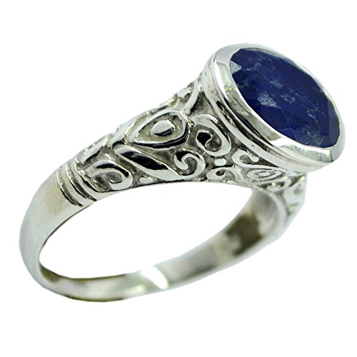 Bague Lapis Lazuli véritable ajustable en argent 925 de taille H à Z - 6