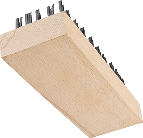Image of Carlisle FoodService Products Butcher Block Brush - Cutting Board Brush, Steel Bristle Design for Commercial Kitchens, 7.75 x 2.63in, Tan, Pack of 12