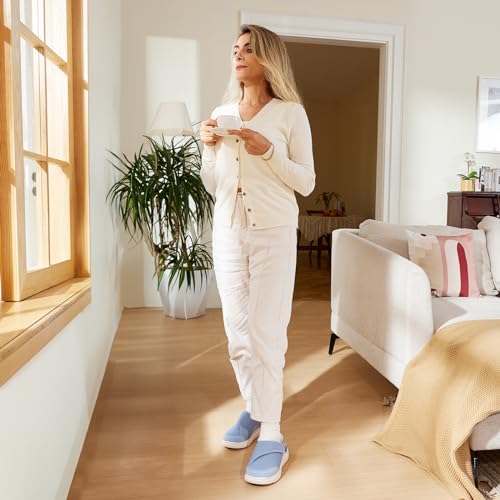 FitVille Women's Wide Adjustable Slippers with Arch Support Slip On Mules Clogs for Swollen Feet, Plantar Fasciitis & Diabetic Comfort, Indoor Outdoor - Image 3