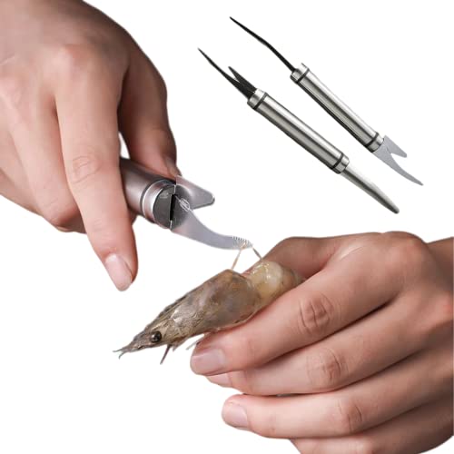 2Pcs Multifunctional Shrimp Peeler,5 in 1 Shrimp Deveiner Tool,Shrimp Line Fish Maw Knife,Prawn Peeler,Oyster Shucking Knife,Removing Fish Scale,Seafood Knives Kitchen Tool