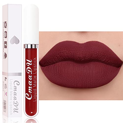 CKK Matte Liquid Lipstick, Hot Sexy Non-Stick Cup Not Fade Lipgloss Waterproof Long Lasting Lip Stick, Women Girls Lippies Beauty Comestic Makeup Gift, 18 Colors for Choice
