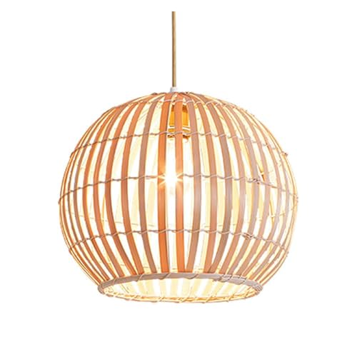 Suspension rotin pour cuisine et salon : lanterne ronde bohème 30 cm réglable
