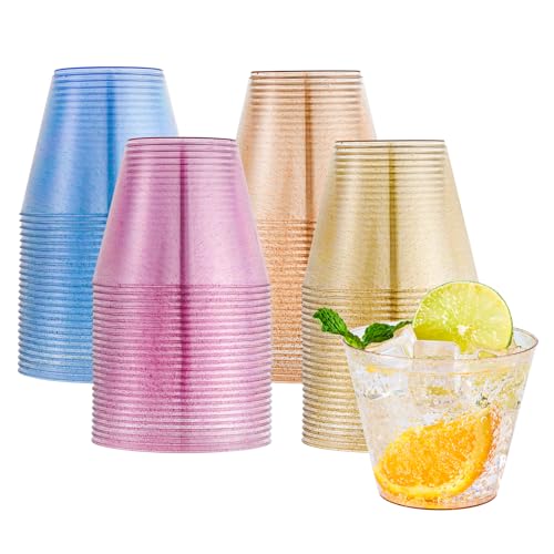JOLLY CHEF 100 Pack 9 oz Plastic Cups, Disposable Party Cups in A...