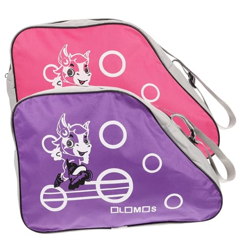 Totority 2-piece Roller Skates Pouch Skating Bag for Girls Zipper Closure Wear-resistant Material Skates Storage Random Color