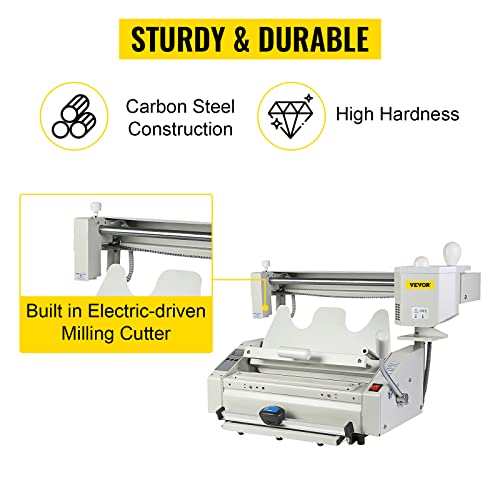 Vevor Wireless Glue Book Binding Machine A4 Manual Hot Glue Book Binder 110V With Milling Spine Rougher Binding Machine For Paper Books Albums Notebook,White #TOP5