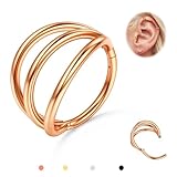 BodyBonita Doble Piercing Nariz Aro - Oro Rosa 316L Acero Inoxidable Septum Clic 16G Piercing Oreja Caracola Joyería Hélice Torre Trago Labio Anillo Cartílago Pendientes 10 mm