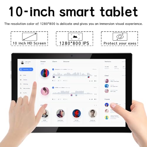 Image of NOVOJOY Tablet 10 Inch Android Tablets with Case and Stylus Android 15 Tablet with Cover 2MP+8MP Dual Camera 6000mAh Battery 12GB RAM(4GB+8GB Expansion) 64GB ROM 5Gwifi-6 10.1 inch Tablets (Black)