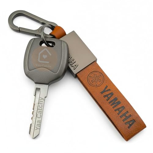 Image of Premium Leather Keychain Metal Hook Compatible with Durable Faux Leather Brown Strap with Heavy-Duty Alloy Clip Stylish Bike & Car Key Holder