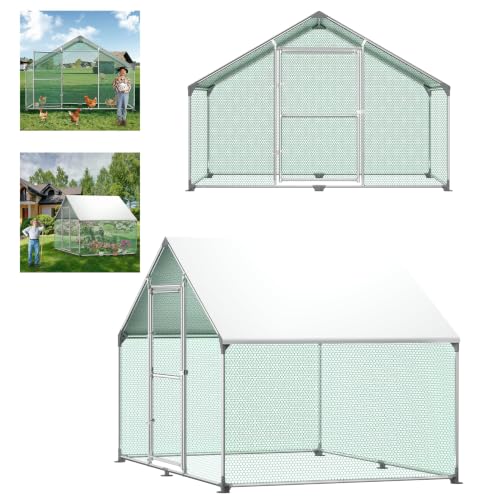 Aufun Poulailler Extérieur avec Serrure en Acier Galvanisé 3 X 2 X 2 m
