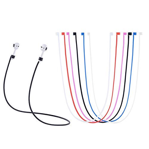 MOTANAR AirPods Straps, Soft Silicone Sport Earphones Anti-Lost Strap, Colorful Wire Cable Connector for Apple Airpods Wireless Bluetooth Earphones Lanyards (6 Pack)