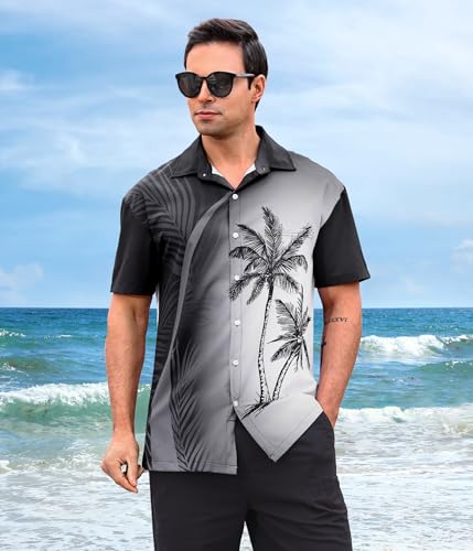 Men's Hawaiian Shirt Short Sleeve Casual Printed Button Down Tropical Shirt Summer Holiday Beach Hawaii Shirts2
