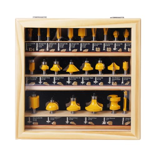 POPTOOL 24-Piece Tungsten Carbide Router Bit Set