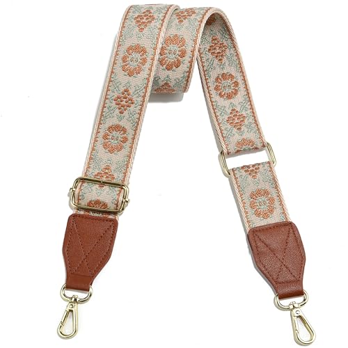 Image of Purse Strap,1.5 inch Leather End Shoulder Strap Adjustable Replacement,Retro Multi-Pattern Crossbody Bag Straps