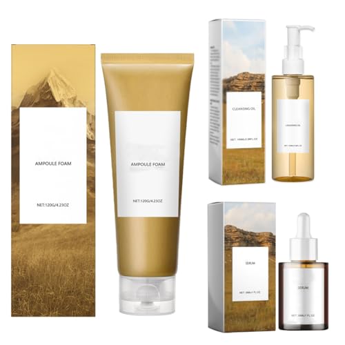 NHPY 3 Stück Centella Hautpflegeset Cleansing Oil Centelle Reinigungsschaum Gesicht Centella Serum Spendet Feuchtigkeit Verkleinert die Poren Geeignet für Alle Hauttypen